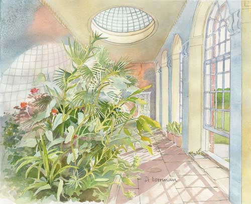 The Orangery at Calke Abbey. Painting by Di Lorriman