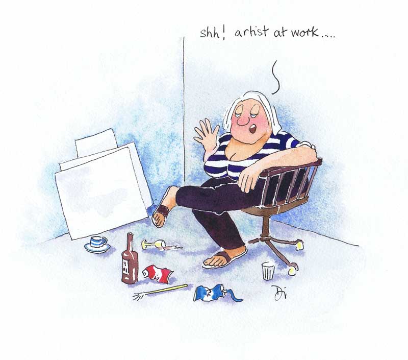Shhh! Artist at work. Original paintaing by Di Lorriman